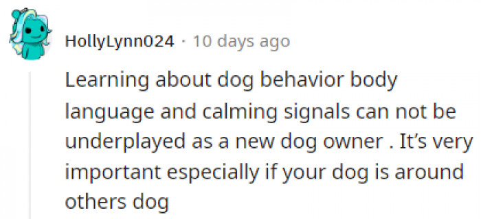 Learning a dog's body language is the best advice for any new dog owner.