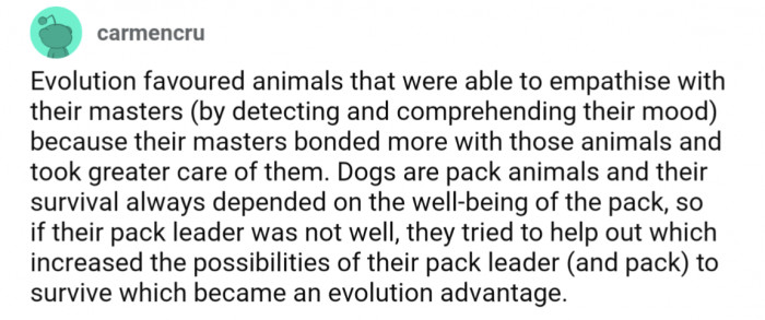 Another vote for evolutionary benefits