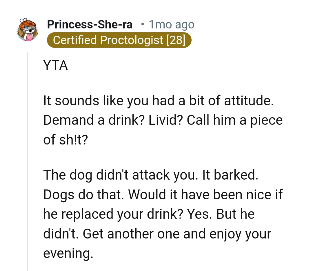 The dog only barked and it did not attack the OP