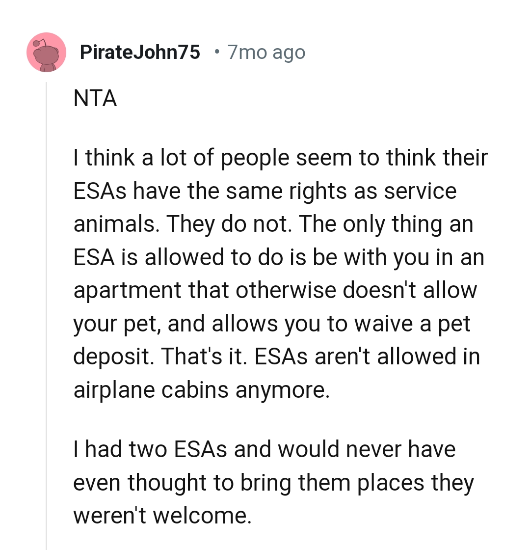 ESAs are not allowed in airplane cabins anymore?