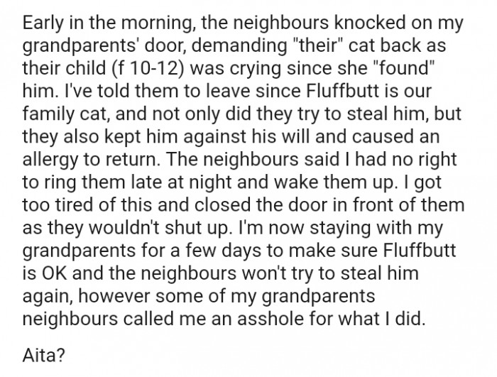 I had no right to ring them late