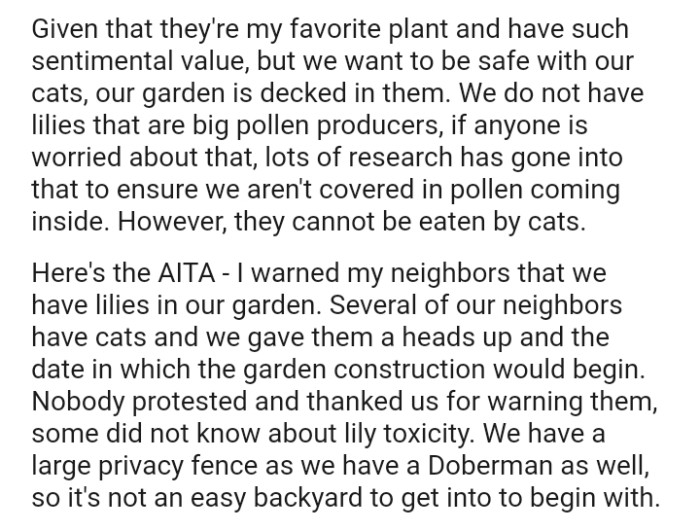 Several of their neighbors have cats and they gave them a heads up