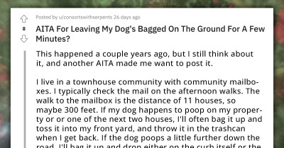 Redditor Slammed For Leaving Dog Poop On The Curb For A Few Minutes