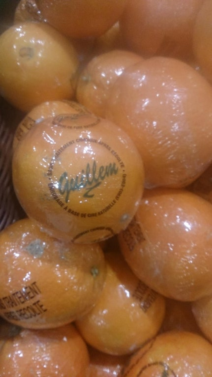 3. “These organic oranges individually wrapped in plastic”