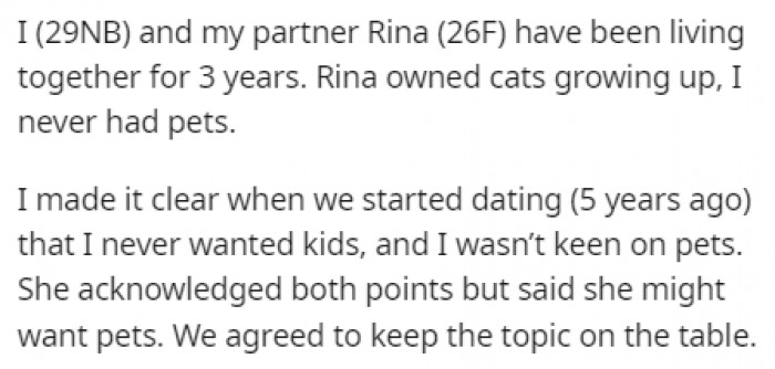 The couple discussed the topic of adopting a pet a long time ago, and they agreed to keep the topic on the table and discuss it further in the future