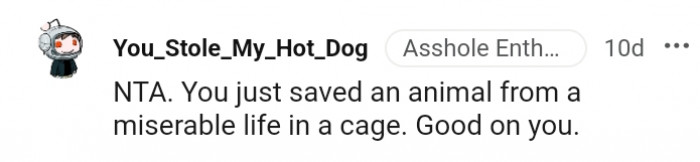 9. Saving an animal from a miserable life in a cage