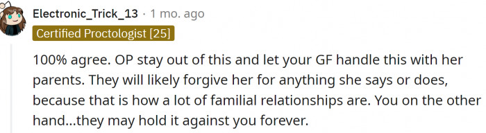 Everyone agrees that OP should stay out of it.