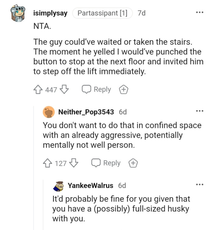 This Redditor would have punched the button to stop at the next floor