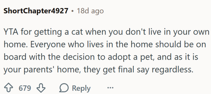 "Everyone who lives in the home should be on board with the decision."
