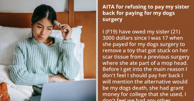 Redditor Refuses To Pay Her Sister Back The $3k She Paid For Her Dog's Surgery Because She Believes The Family Owes Her For Taking Care Of All Their Pets