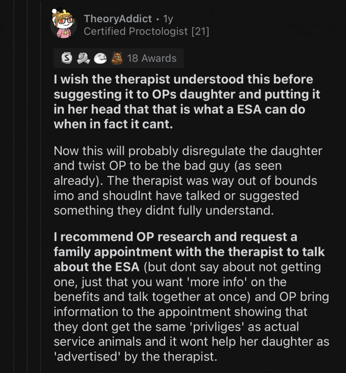 The therapist was way out of bounds.