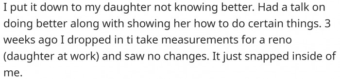 OP talked to their daughter, but nothing changed