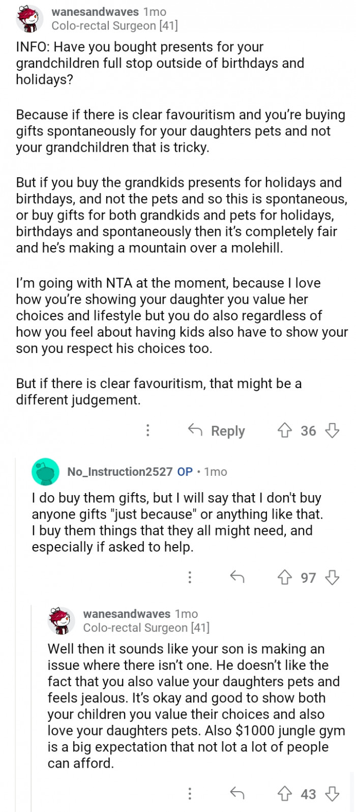 #13 No one should be feeling upset if they were equally treated though.