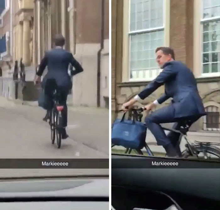 3. The Dutch Prime Minister biking back home after work