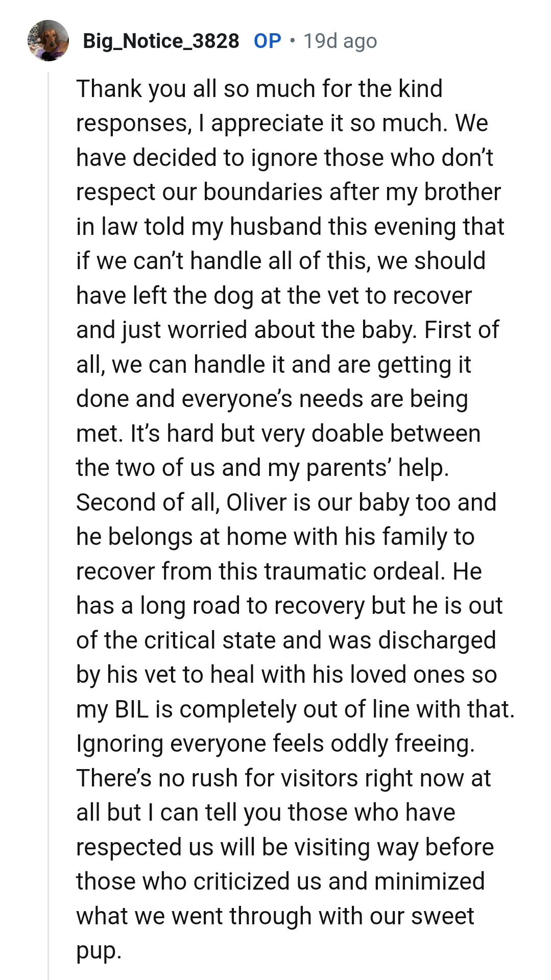 The OP Left This Update in the Comments with a Heart Full of Thanks