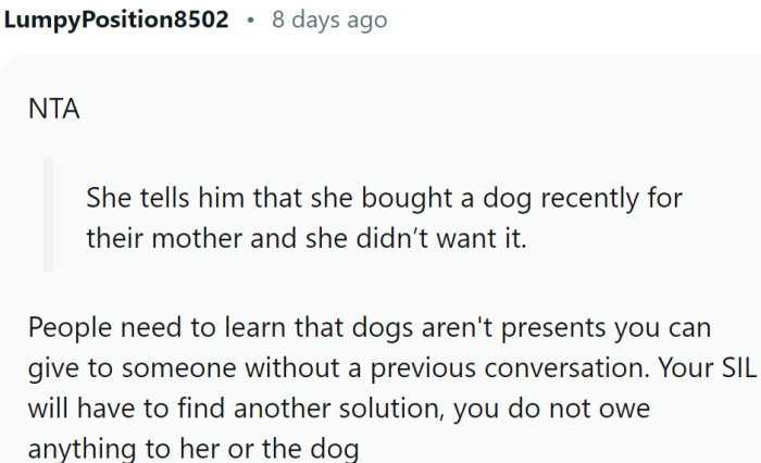 Living beings that need attention and care are not gifts, people.