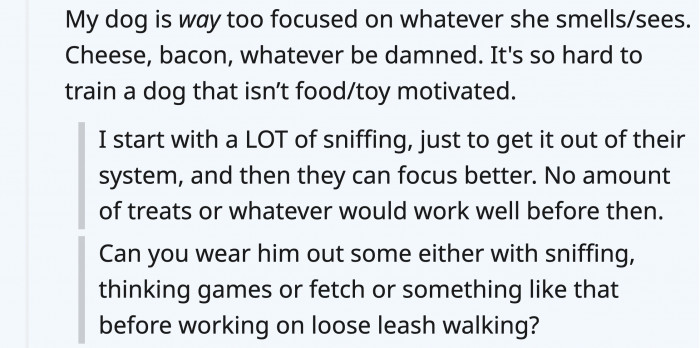 She isn't food or toy motivated so they had to use different measures