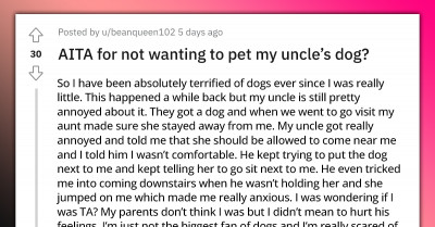 Moment When Redditor, Who Is Absolutely Terrified Of Dogs, Refuses To Pet The Uncle's Dog