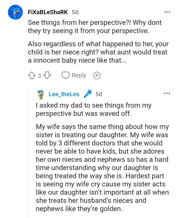 What aunt would treat her niece like that?