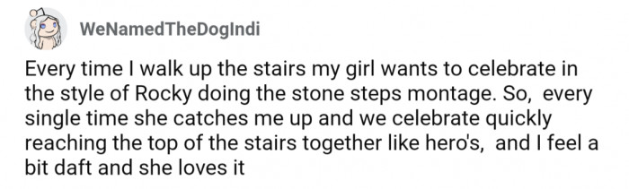 28. A shared top-of-the-stairs celebration