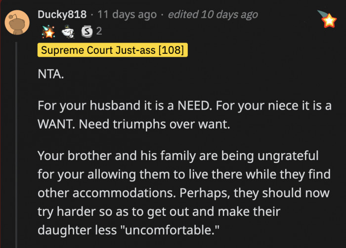 They can find another place where their daughter can be more comfortable.