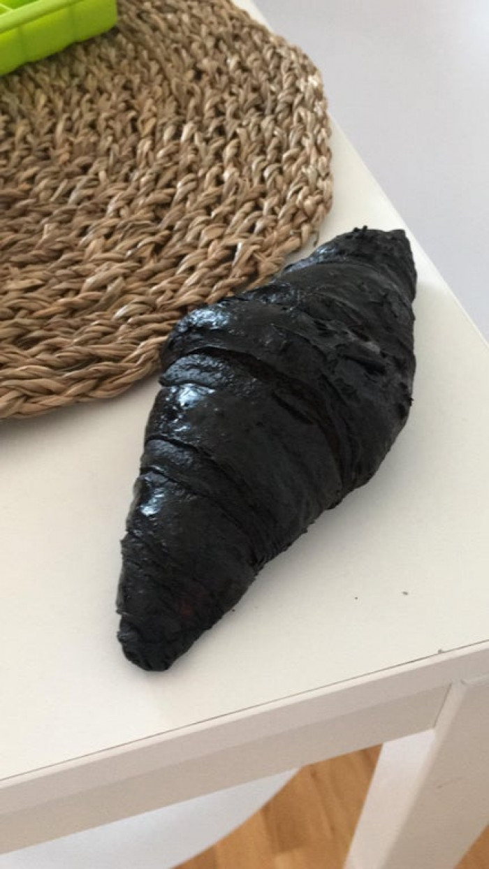 54. My husband asked me to heat up the croissant and that he wanted it very crunchy.... i guess i nailed it