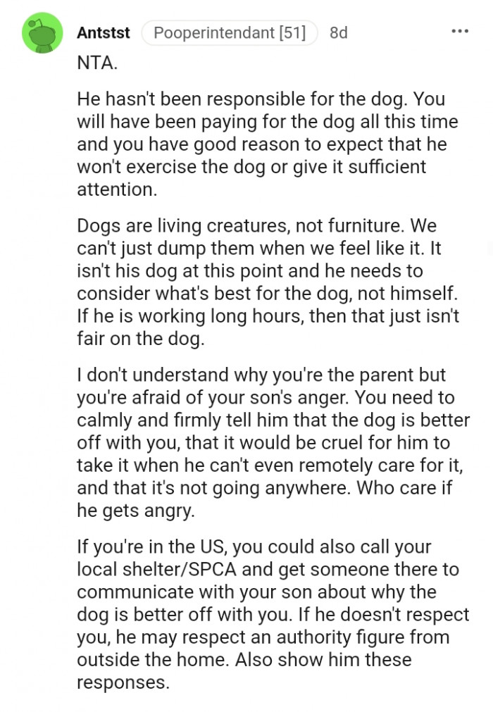 16. Dogs are living creatures and not furniture