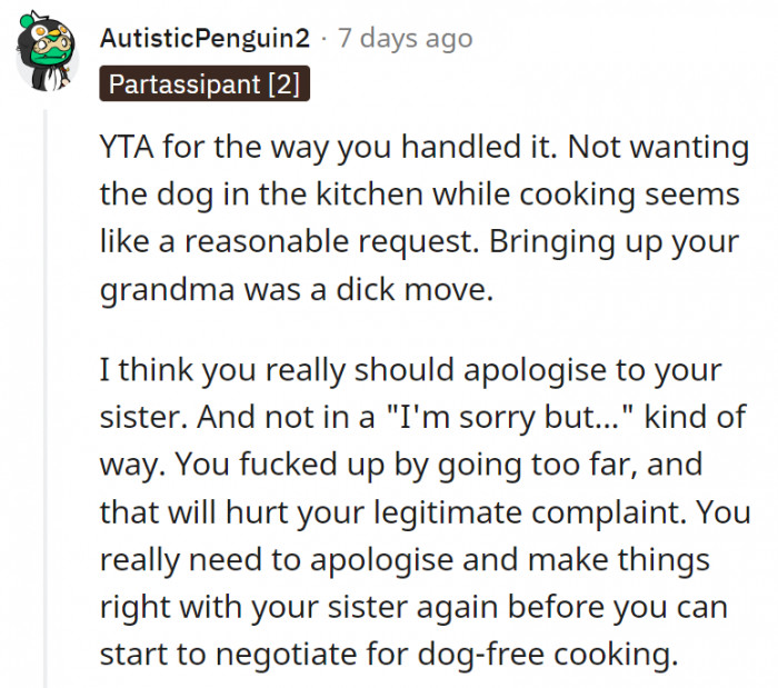 19. OP just went overboard with the Grandma comment