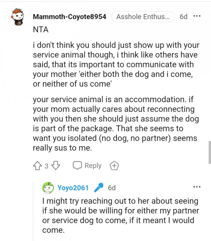 Either the dog and I come or neither of us comes