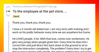 Person Trying To Teach Their Dog Proper Behavior In Public Finally Meets Someone Willing To Respect Their Efforts