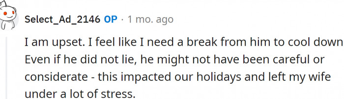 OP and his wife are under a lot of stress