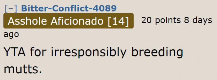 The majority reject her idea of breeding mutts.