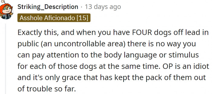 You can't pay attention to the body language of four dogs at the same time - especially if some of them are behind you and some of them are in front.