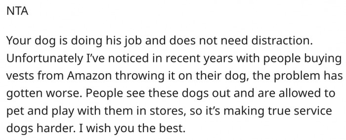 11. Service dogs have a hard time working nowadays because some dog owners wear non-service dog clothes that suggest they are one.