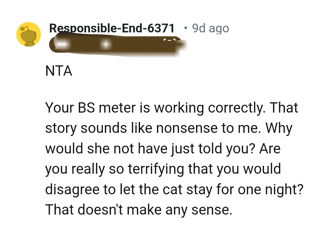 She could have just told the OP straight up