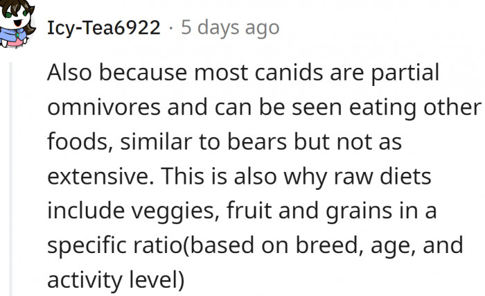 Dogs can eat vegetables, but that is not their primary diet.
