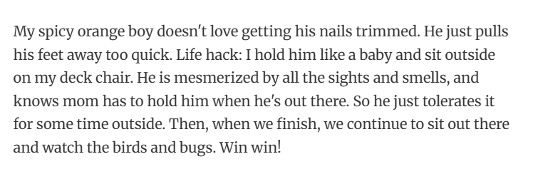15. Outdoor hypnosis: the secret to peaceful nail trims.