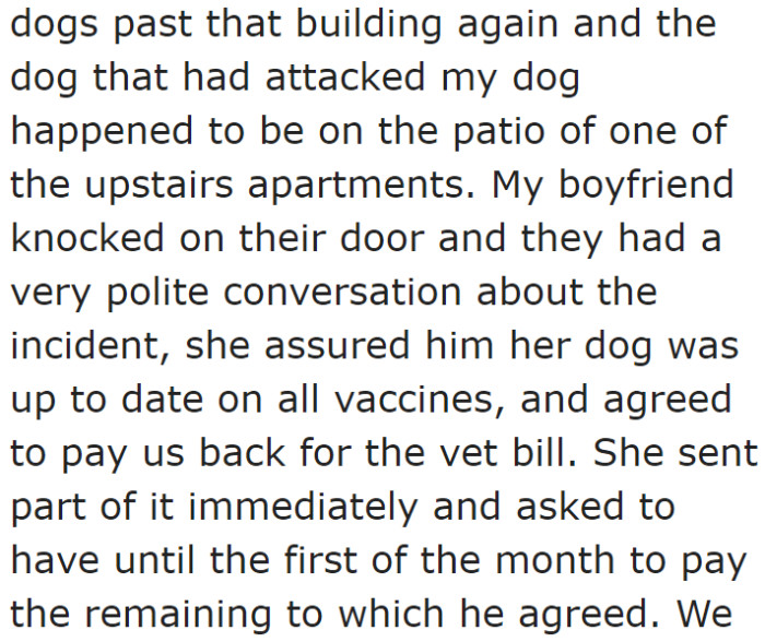 The boyfriend found the person who owns the dog.