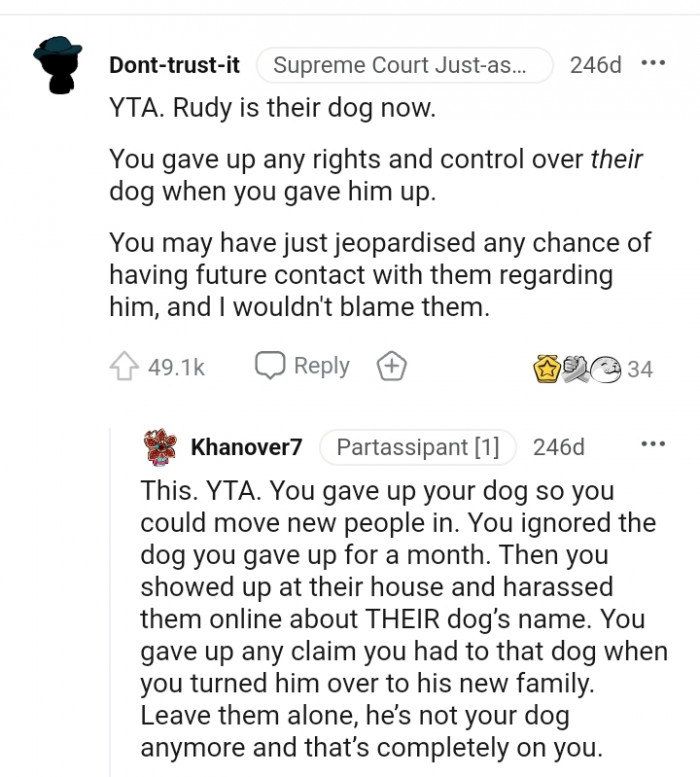 14. You gave up your rights and control