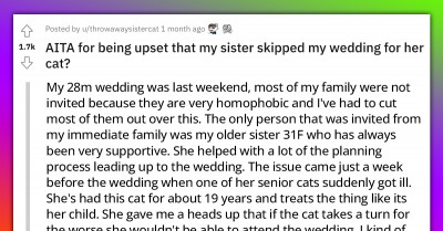 A Groom Yelled At His Sister For Missing His Wedding Because Her Cat Of 19 Years Died The Same Day