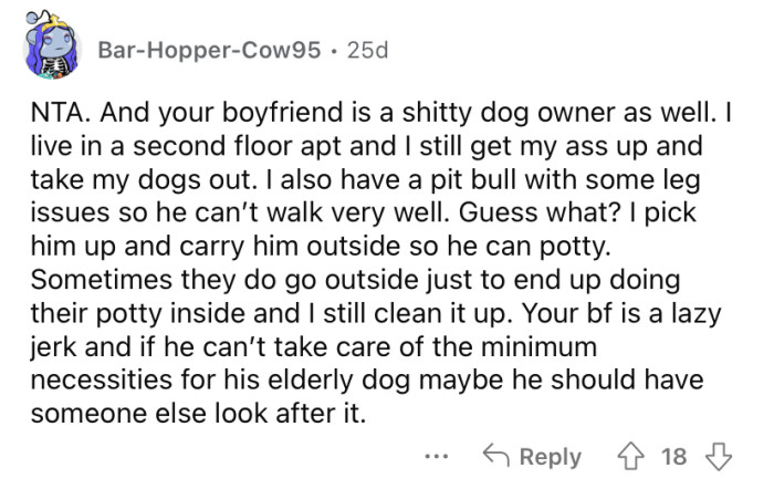 "Your boyfriend is a lazy jerk."