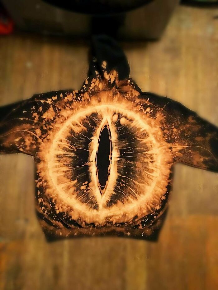 4. Lord Of The Rings/ Eye Of Sauron Hoodie Painted With Bleach By Me!