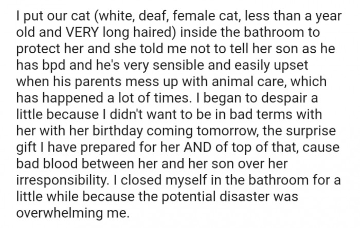 The OP didn't want to be on bad terms with her