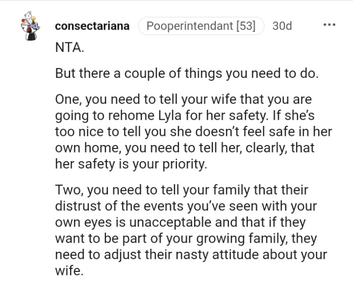 You need to tell your wife that you are going to rehome the dog.