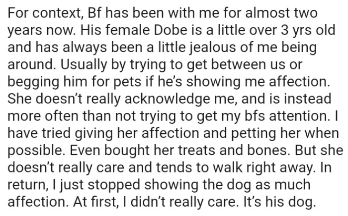 The Dog Usually Tries to Get Between the OP and Her Boyfriend