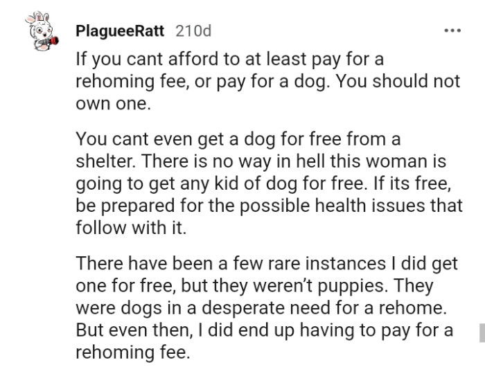 You can't even get a dog for free from a shelter