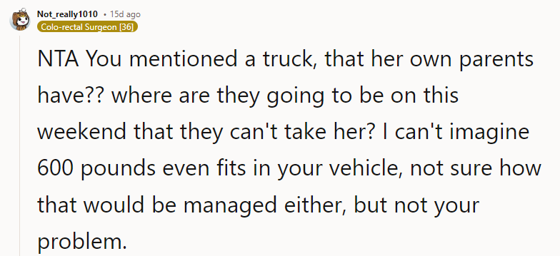I can't imagine 600 pounds even fits in your vehicle, not sure how that would be managed either, but not your problem.