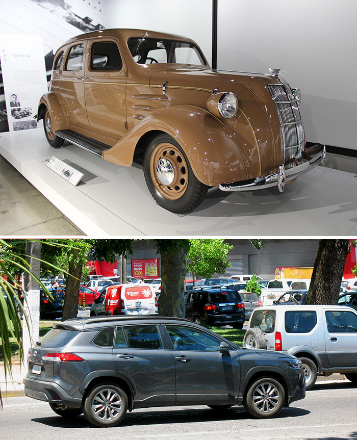 11. Toyota Model Aa Sedan (1936) vs. Toyota Corolla Cross (2022)