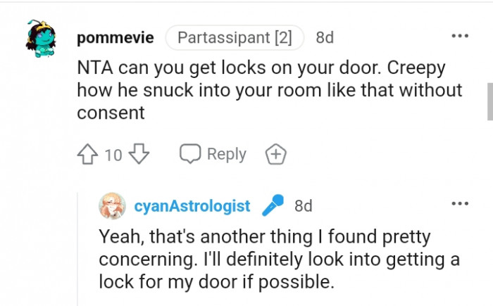 He snuck into your room like that without consent