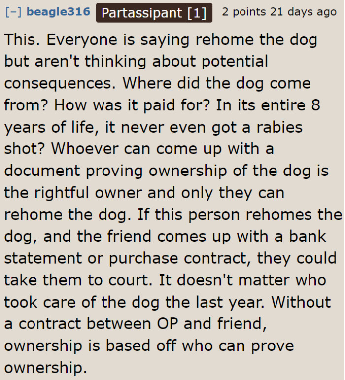 She might get into trouble with the law otherwise.